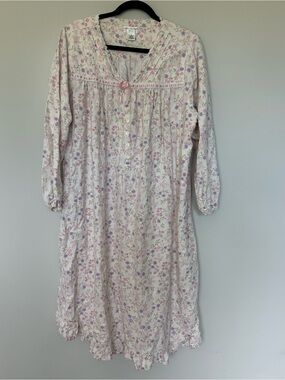 Vintage Fundamentals Floral Nightgown Long Sleeve Cottagcore Flannel 1X / XL